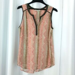 Daniel Rainn Pink and Brown Sleeveless Blouse